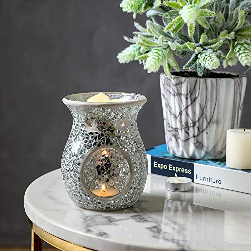 image for Whole Housewares 4.5X5.5 Inch Mosaic Glass Oil Burner, Fragrance Oil B