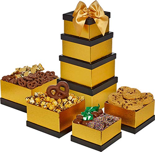 Tower of Treats Filled with Gourmet Sweet Delights