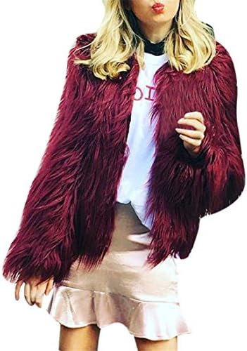 NEW !!! MOSE Fashion Women Plus Size Long Sleeve Loose Elegant Warm Faux Fur Flowing Hair Coat