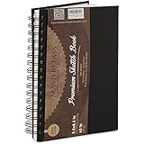 Masterclass Premium 5.5 Inch by 8 Inch Spiral Bound Hardcover Sketchbook, 100-Sheets, Acid-Free, Perfect Sketch Book For Traveling, Durable Cover And Binding Allow Your Drawing Pages To Lay Flat. …