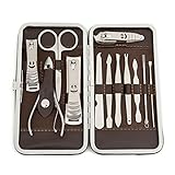Rong Keast stainless steel manicure Set of 12Pcs,Professional Grooming Kit,pedicure tools professional，pedicure manicure kit，nail clipper set，Nail Tools with Luxurious Travel Case