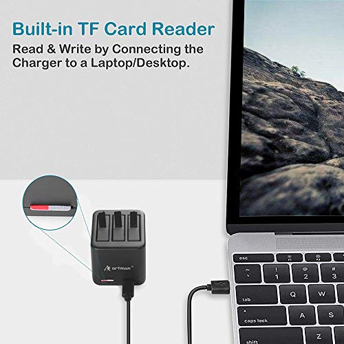 Artman Insta360 ONE X Camera 1500mAh Replacement Battery(3-Pack) and A Triple Slot USB Charger with Built-in TF Memory Card Reader for Insta360 ONE X Camera