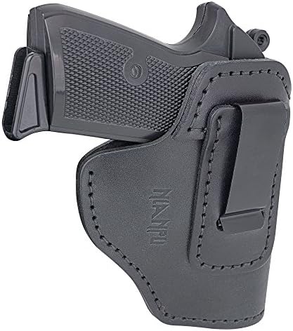 NIANPU Concealed Carry IWB Holster Leather Right Hand Draw Waistband Pistol Holster Fits Glock 17 19 22 23 32 33/ S&W M&P 9, 40, 45/ S&W M&P Shield and Other Compct Handguns