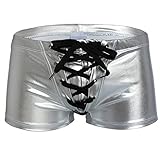 YiZYiF Men's Underwear Boxer Briefs Wetlook Shorts Underpants Silver Large