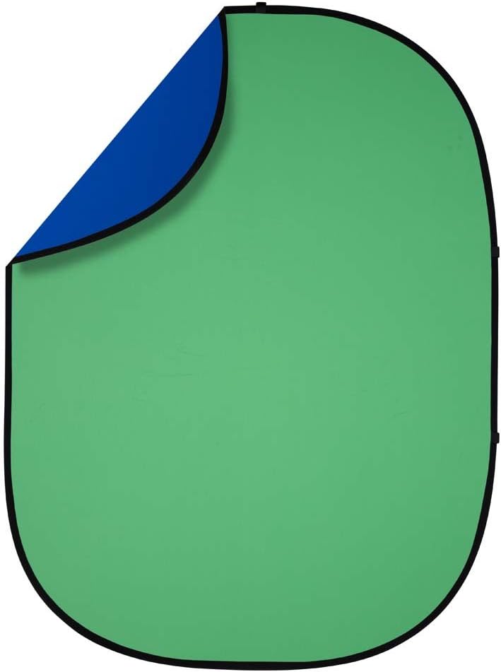 Interfit PB203 Studio Essentials Collapsible - 5' x 6.5' Pop-Up Reversible Background, Chroma Green/Chroma Blue