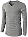 H2H Men's V-Neck Long Sleeve Light Weight T Shirts - Slim Fit Casual Gray US S/Asia M (KMTTL0374)