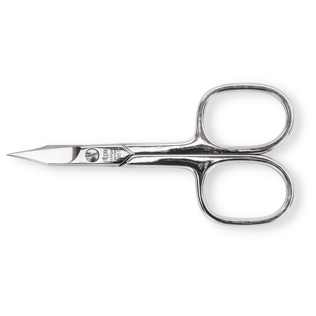 nippes Solingen, Nail scissors, cuticle scissors for manicure, nickel-plated steel, rust-proof, 9 cm length, cuticle scissors, extra fine nail scissors, silver