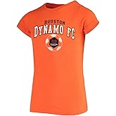 Outerstuff Houston Dynamo FC Girls Size 4-16 Team Wordmark Logo T-Shirt, Orange