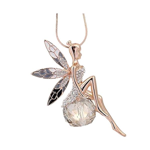 Butterfly Crystal Necklace,Han Shi Luxury Lovely Wings Sweater Long Chain Necklace Jewelry