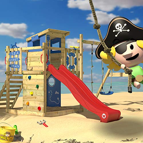 WICKEY Spielturm Klettergerüst Smart Camp mit Schaukel anthraziter Plane & oranger Rutsche, Outdoor Kinder Kletterturm… – Bild 5