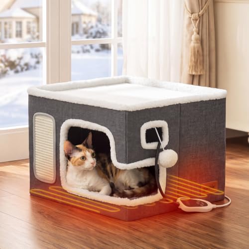 ZOMISIA Heated Cat House Bed