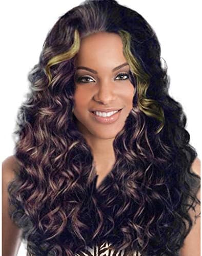 ✿ICE cream Deep Curly Wavy Supreme Free Parting Lace Frontal Wigs With Baby Hair High Temperature Synthetic Human Hair Feeling Wigs For Black Women 180% Density Wigs (Brown)