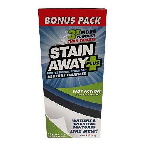 Stain Away Plus Denture Cleanser, 8.1-Ounce (Pack of 3)