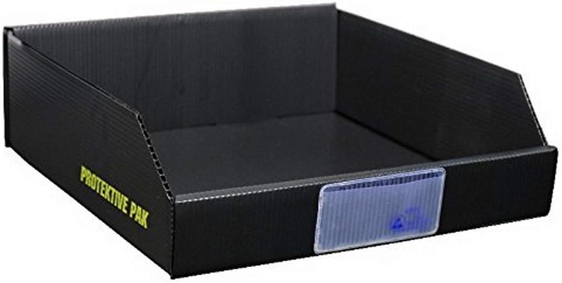 38911 Plastek Open Bin Box, 12" x 12" x 4", Black