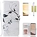 Galaxy S8 Case,CASELAND Wallet Case[Premium Design]PU Leather Flip Case Stand with Sling Case for Samsung Galaxy S8 [Regular] Butterfly White Flower