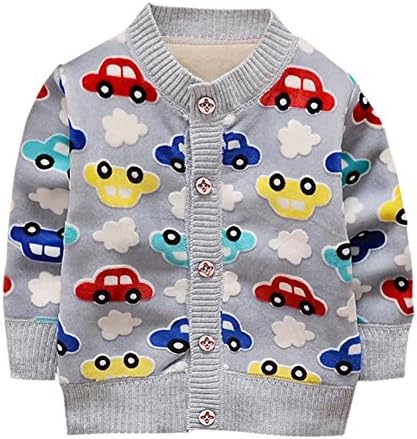 Cutelove カーディガンtシャツ ニット 編み物 ラウンドネック 車柄 ロングスリーブ 長袖 綿 男の子 ボーイズ ベビー 赤ちゃん 幼児 春 秋 可愛い ファッション 素敵 カジュアル 普段着 韓国 2色