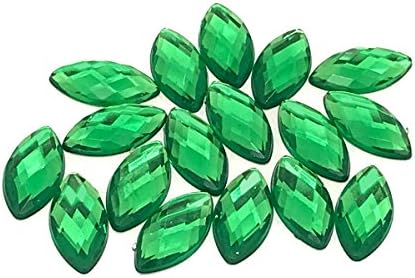 50 x Horse Eye Navette Shape, EIMASS® Acrylic Rhinestones, Embellishment, Craft (Emerald Green, 5x10mm)