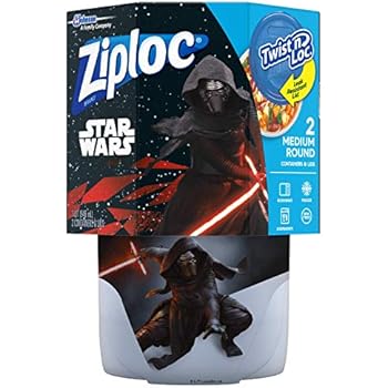 Ziploc Brand Container Twist n' Loc Featuring Star Wars Design, Medium, 32oz, 2ct