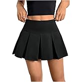 SOLY HUX Women's Pleated Mini Skirts High Waisted A Line Tennis Skater Skirt Skorts with Shorts