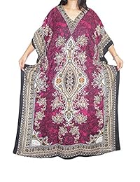 Womens Kimono Caftan Dresses Dashiki Print Pink Boho Kaftan House Dress XXXL