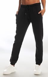 Light & Shade Women's Fleece Joggers Drawstring Waist Black XL view 3