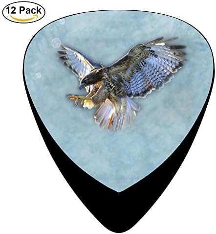 Birds Close Up Hawk Flying Wings Celluloid Guitar Picks 12 Pack Includes Thin,Medium,Heavy Gauges For Electric Acoustic Guitar
