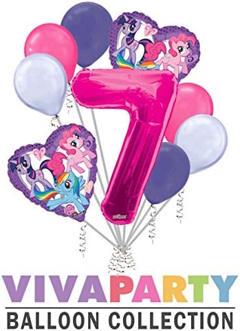 9 pc My Little Pony Heart Balloon Bouquet 7th Birthday Party Decoration Birthday