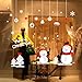 Amandir Petsvv Tatuo 4 Sheets Window Clings Snowfake Santa Snowman Reindeer Static Decals Wall Stickers for Home Office Christmas Decorations, Red