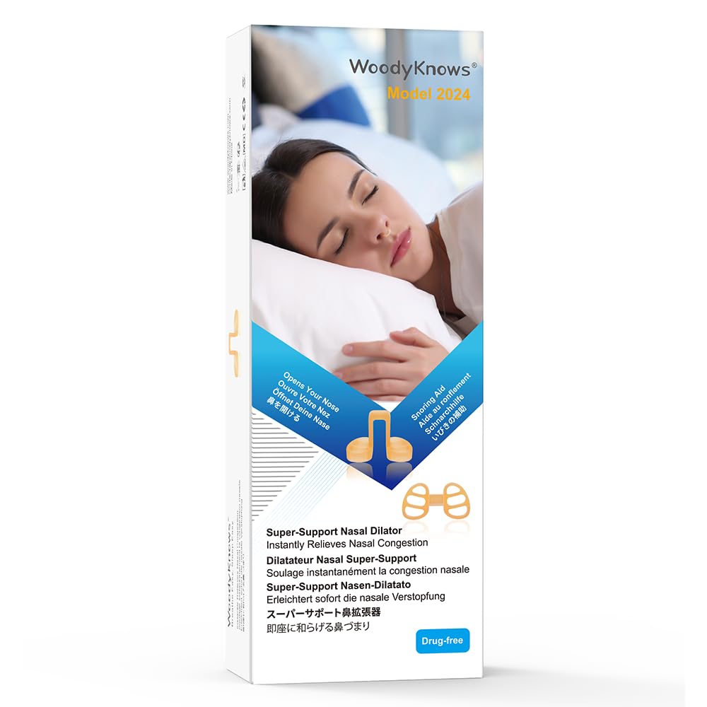 WoodyKnows Super-Support Nasal Dilator, Model 2024 Standard, improves sleep and sports airflow, nasal congestion and nose-related snoring aid (Trial XS/S/M/L)