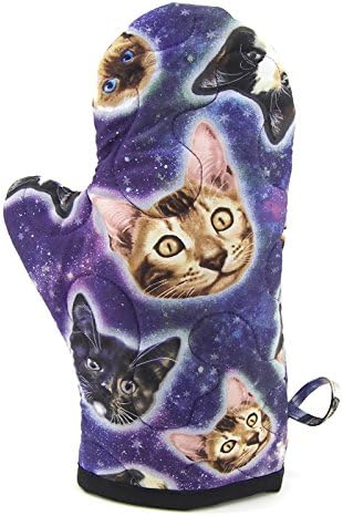Cats in Space Oven Mitt - Blue, Purple and Black Cotton Pot Holder