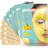 Purederm Green Tea Facial Mask Skin Care (5 Pack) Deep Purifying Yellow O2 Bubble Mask Turmeric (5 Pack)