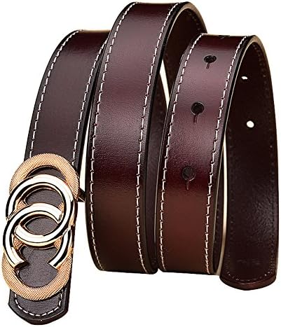 MoYoTo Womens Genuine Leather 0.9″Thin Belts For Jeans with Gold Removable Buckle