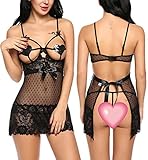 ADOME Women Lace Lingerie Dress Strap Chemise Babydoll Nightwear