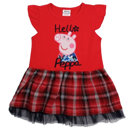 Red Lovely Peppa Pig Embroidery Hot Party Dresssummer Baby Girls Cotton