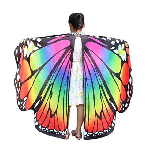 Monarch Butterfly Wings,Kemilove Prop Soft Fabric Butterfly Wings Shawl Fairy Ladies Nymph Pixie Costume Accessory (Kid,136108CM, Multicolor)