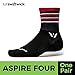 Swiftwick - Aspire Four, Quarter Crew Socks for Cycling and Trail Running, Stripe Black/Red/Gray, Medium