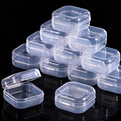 SATINIOR 12 Pack Clear Plastic Beads Storage Containers Box with Hinged Lid for Beads and More(1