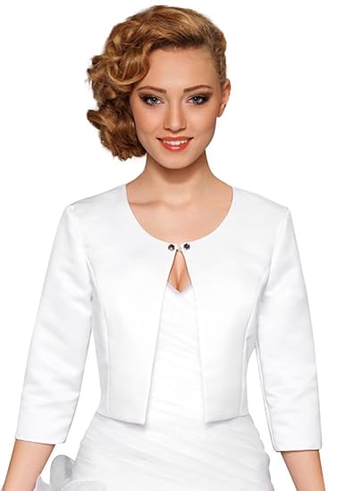 Nina Brautmoden Brautjacke Hochzeitsjacke Satin Bolero Gr XS - 3XL - BA89