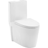 St. Tropez Comfort Height One-Piece Elongated Toilet, Vortex Dual-Flush 1.1/1.6 GPF, White Hardware