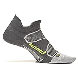 Feetures! Men's Elite Ultra Light No Show Tab, Graphite + Reflector, Small