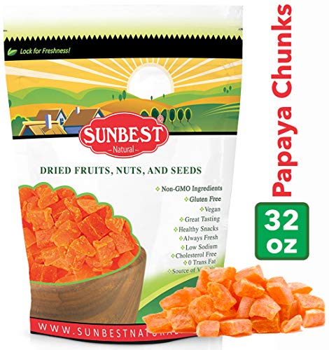 SUNBEST Dried Papaya Chunks in Resealable Bag (2 Lb)