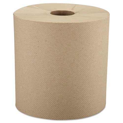 Windsoft Nonperforated Roll Towels, 8 inch x 800ft, Brown, 6 Rolls/Carton