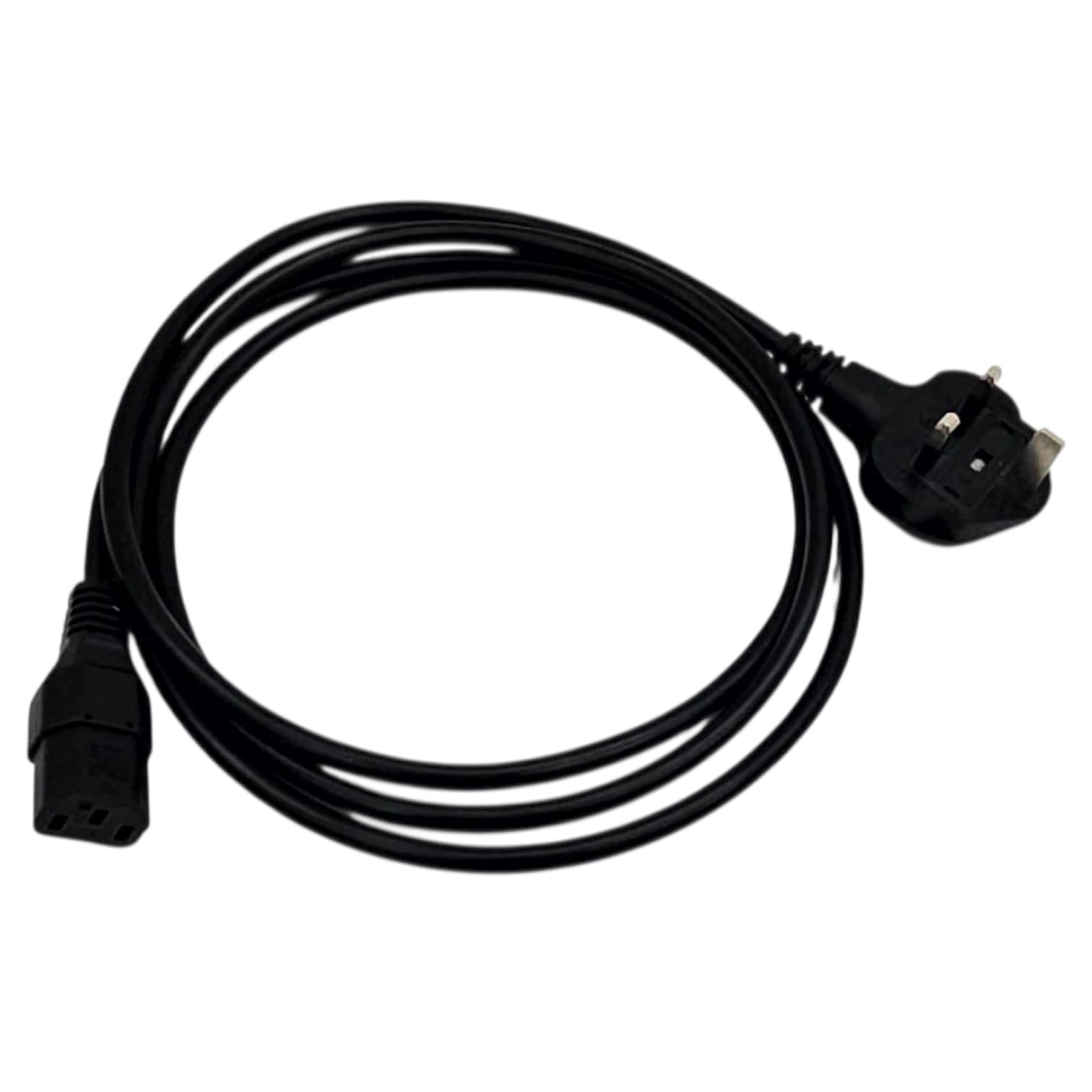 UK Made ASTA Approved 2m lead UK Plug to 3 pin IEC C13 Socket TV PC Fax Printer. (Black)