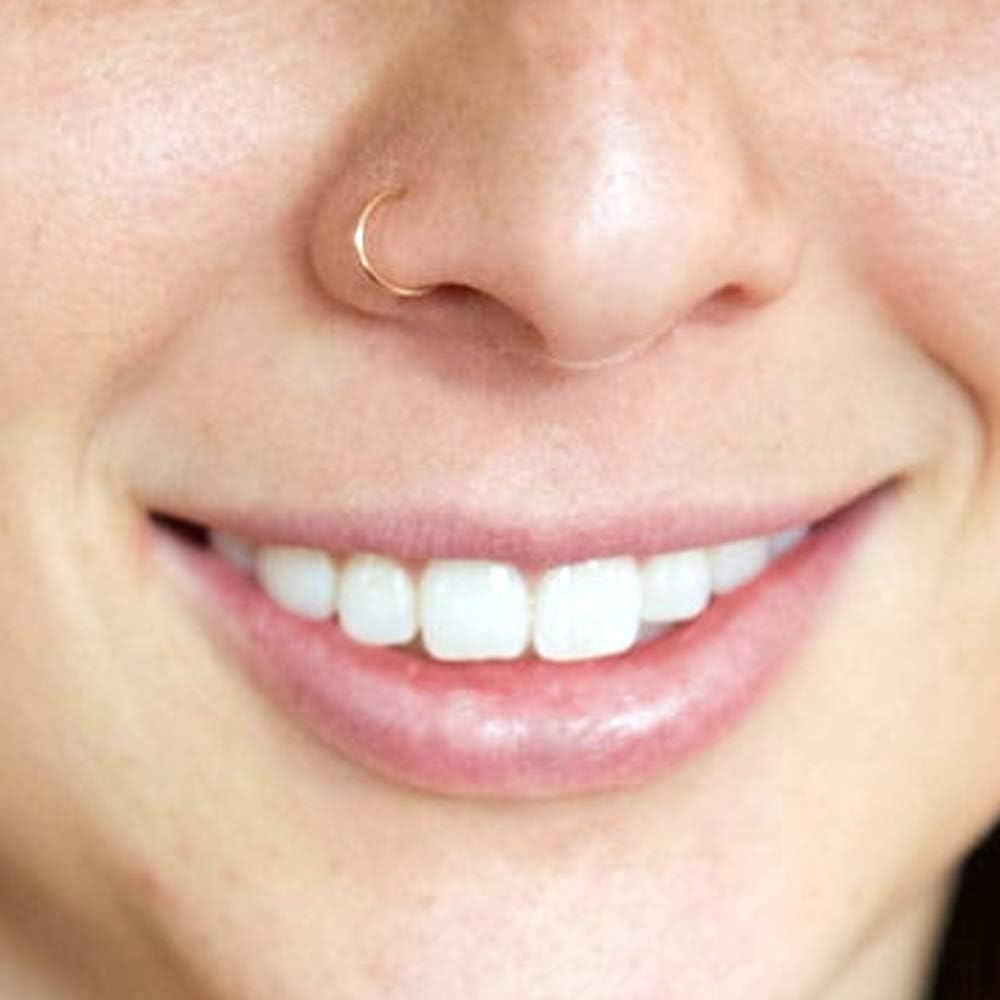 AZARIO LONDON 14K Solid Yellow Gold 20 Gauge - 6MM Diameter Seamless Continuous Open Hoop Nose Ring Nose Piercing - Image 4