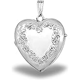 PicturesOnGold.com Sterling Silver Heart Four Photo Locket - 1 Inch x 1 Inch