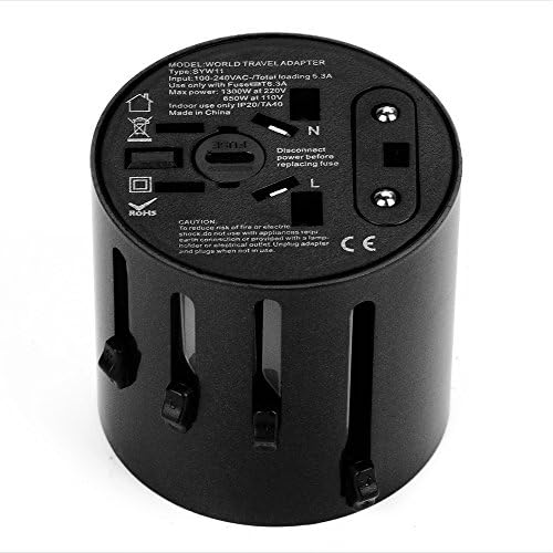 Zanbo All-in-one Portable Universal Travel Plug Adapter with UK EU US AU Standard Plug (Black)