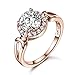 GULICX Jewelry Rose-Gold Base CZ Round White Stone Women Gorgeous Ring