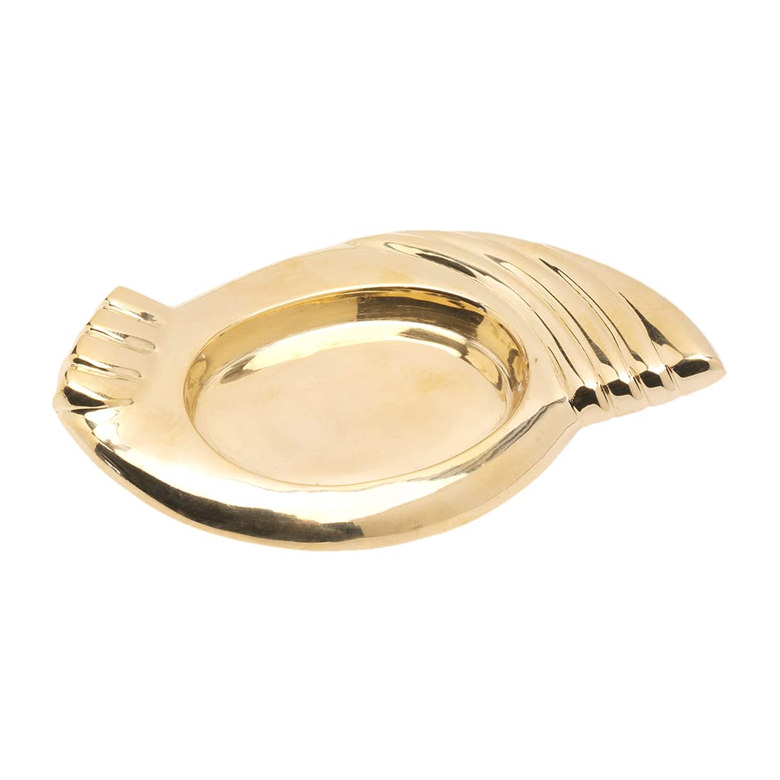 NKlaus candle plate oval 8,5x5,5 cm inside brass gold massive coaster candle holder 10525