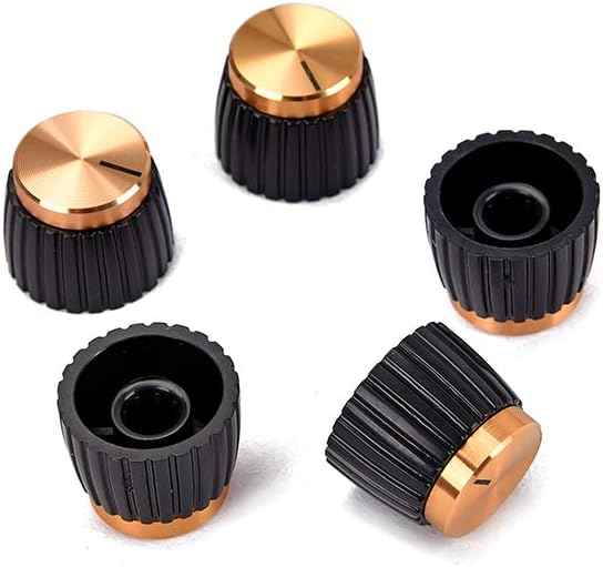 Alnicov 5PCS Guitar Amp Amplifier Push On Fit Knobs Black With Gold Aluminum Cap Top Fits 6Mm Diameter Pots Amplifiers - Image 5