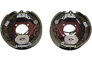 M-Parts 1 Pair of Self-Adjusting 12-1/4" X 3-3/8" (12.25" X 3.375") Electric Trailer Drum Brake Assemblies Kit for 8,000 Lbs (8K) Trailer Axles; 1 LH (77-1208-1) + 1 RH (77-1208-2)